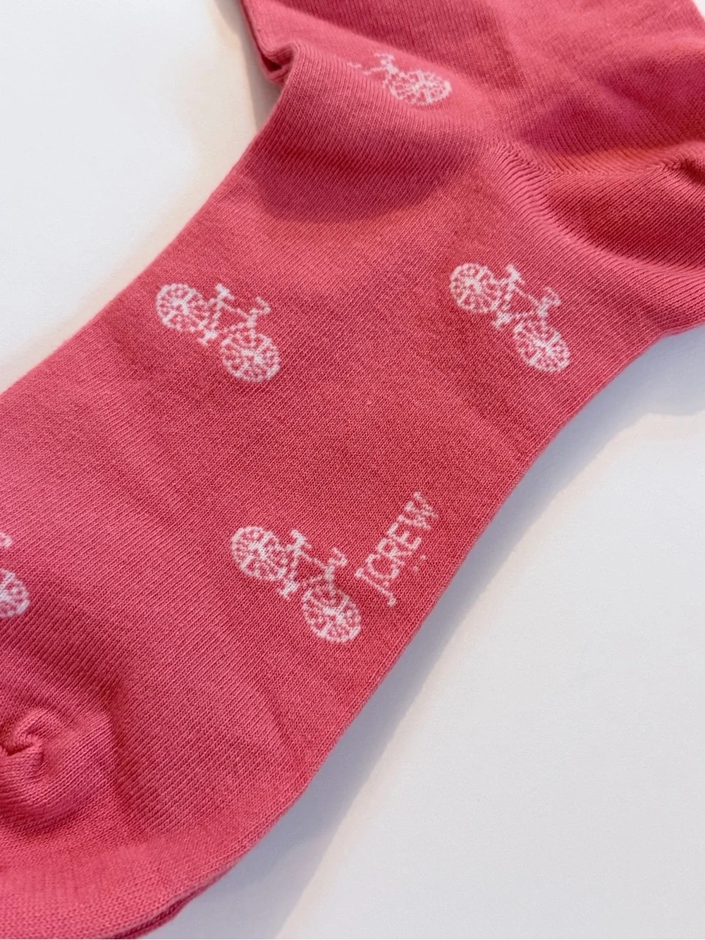 J. Crew Men's Pink Bicycle Crew Socks NWT